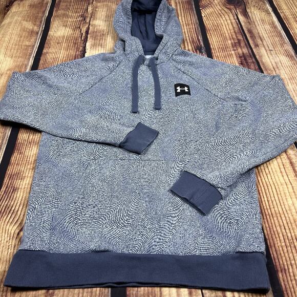 Under Armour UA Rival All Over Print Gray Long Sleeve Printed Hoodie Men’s Small - Picture 4 of 9